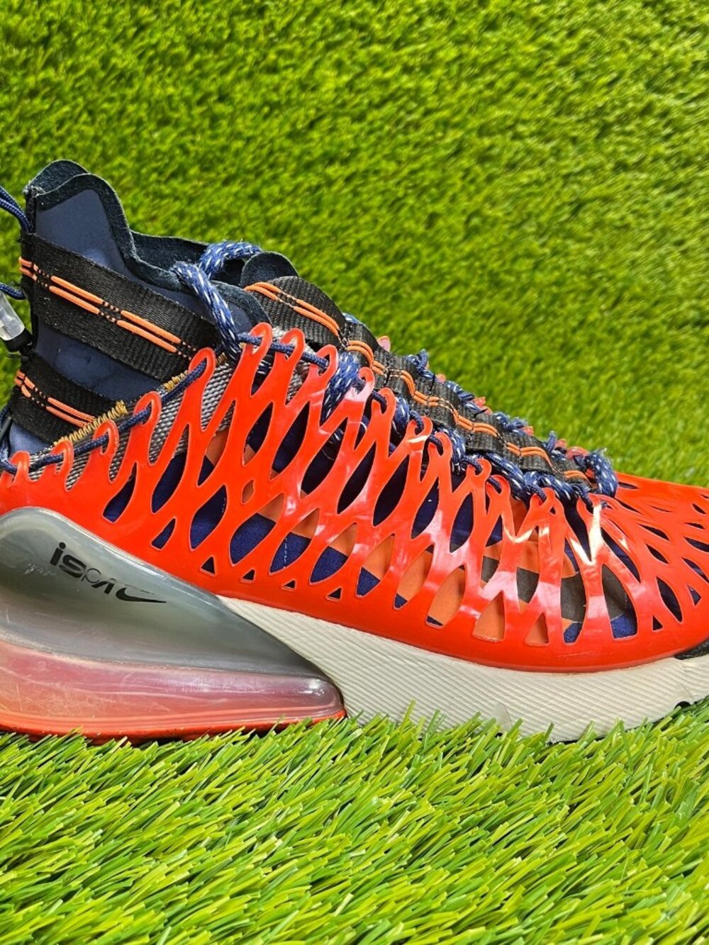 Nike Air Max 270 ISPA Mens Size 5.5 Orange Blue Running Basketball Shoes Sneaker